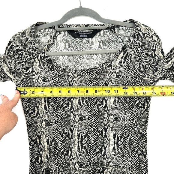Norma Kamali Size XS Snake Reptile Print Shirt Long Sleeve Stretch Top - Picture 6 of 8